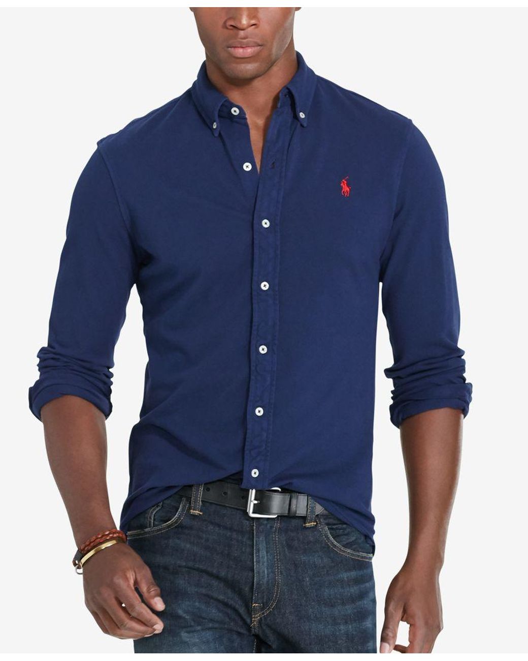 Faringe traicionar cometer Polo Ralph Lauren Men's Featherweight Mesh Shirt in Blue for Men | Lyst