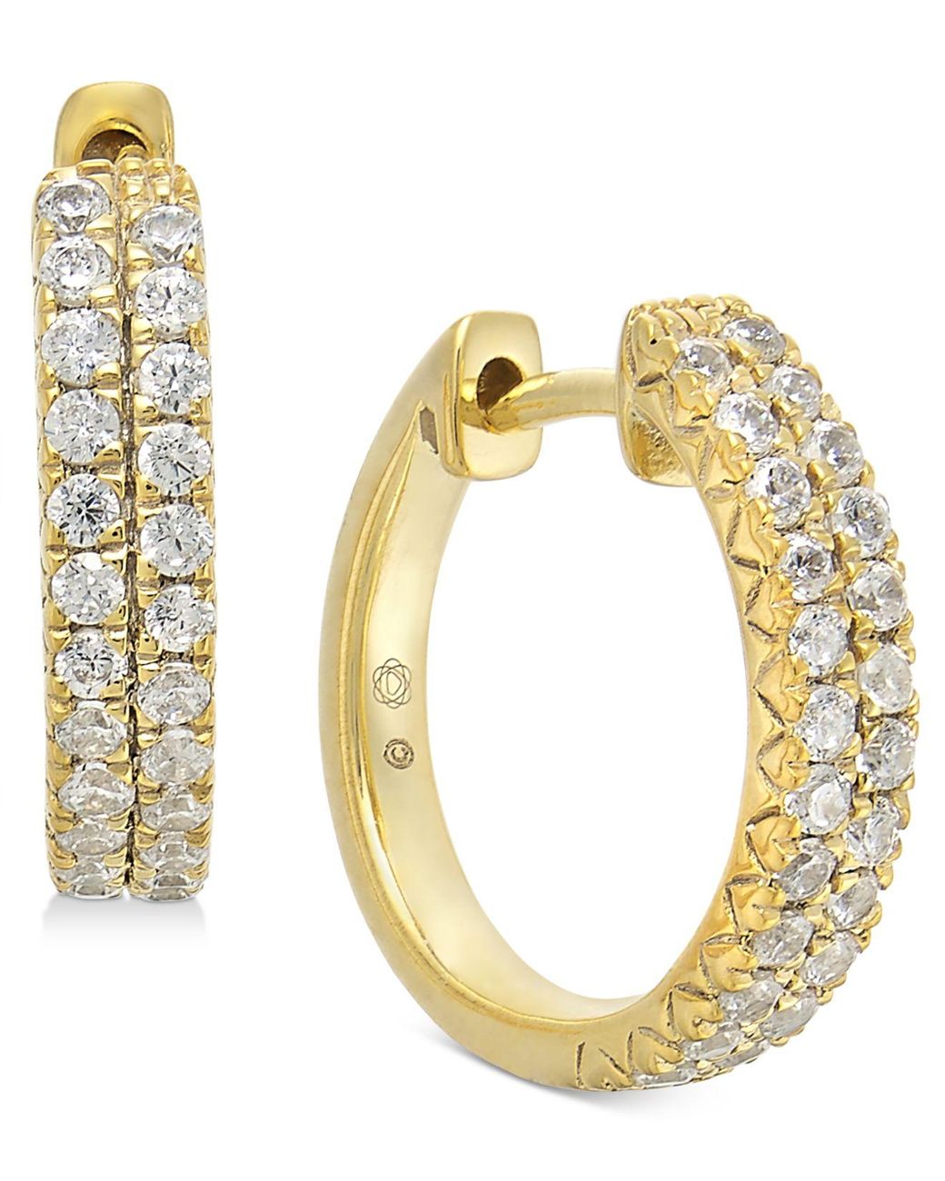 Macy's Diamond Small Hoop Earrings (1/2 Ct. T.w.) In 14k Gold, 0.53" in