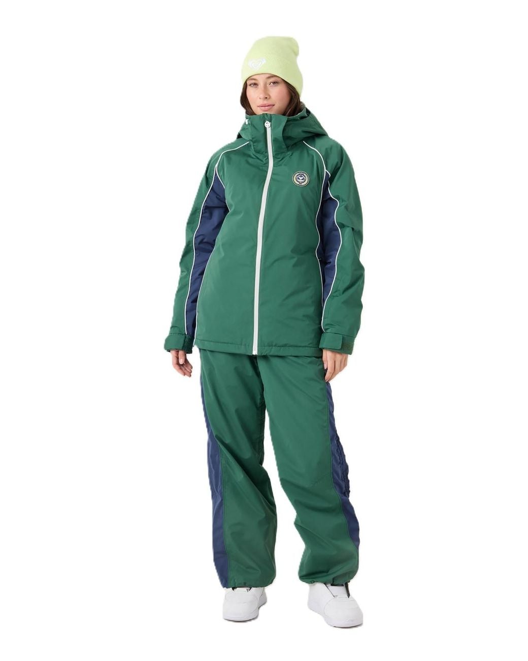 Roxy Green Honors Waterproof Hooded Helmet-compatible Jacket