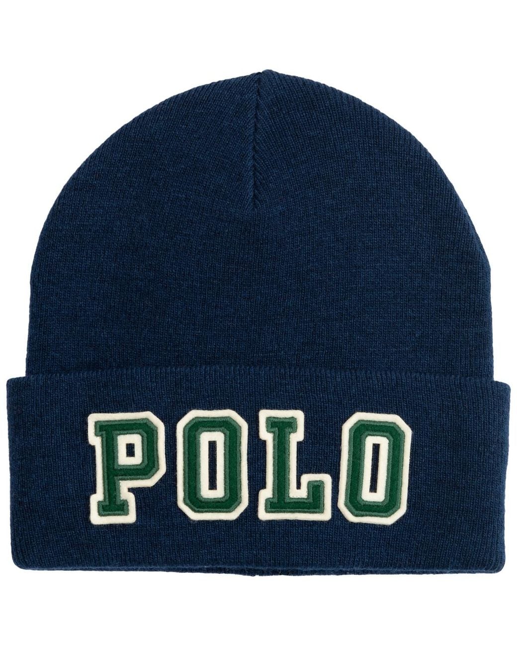 Polo Ralph Lauren Blue Polo Patch Beanie Hat for men