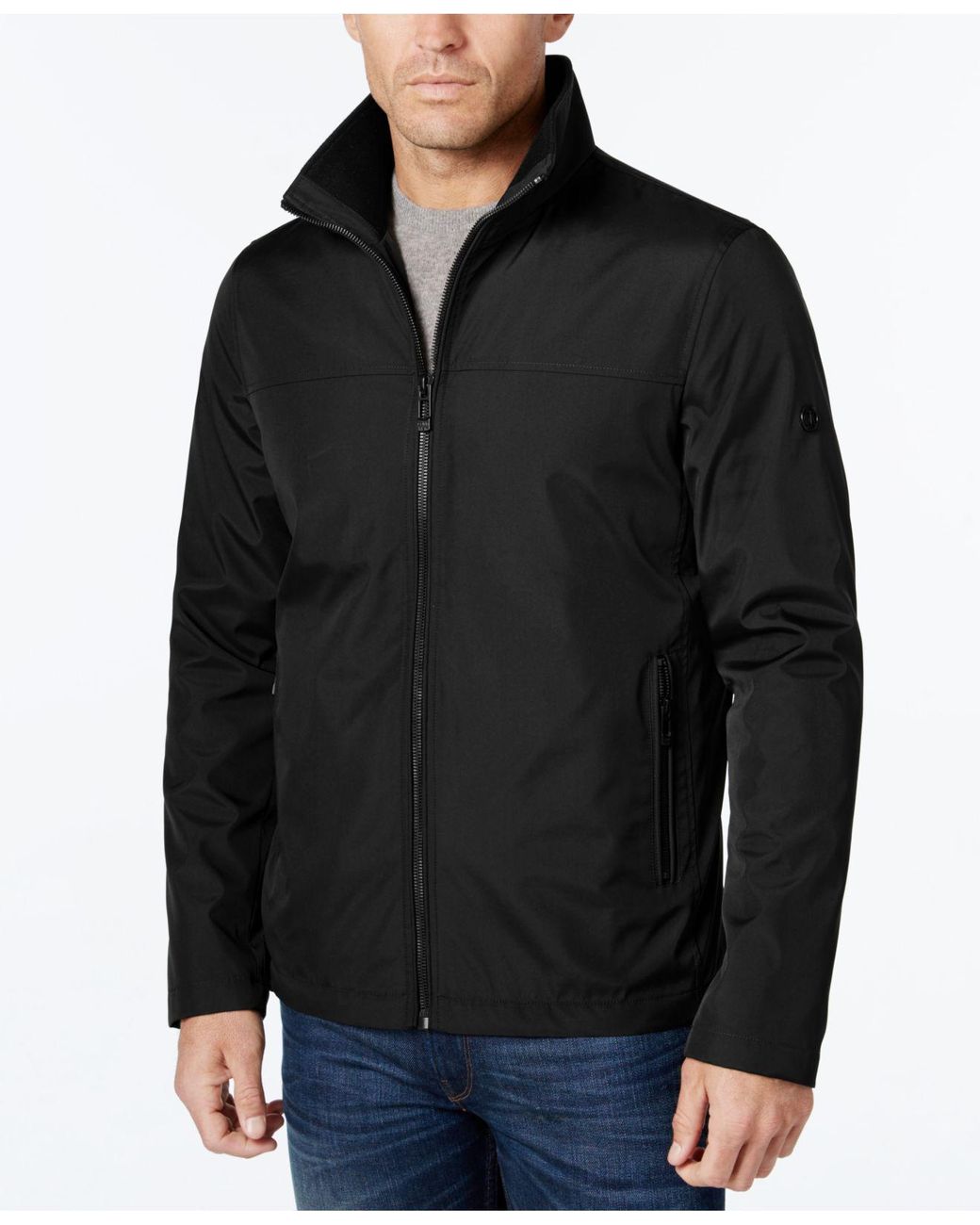 Calvin Klein Men's Lightweight Full-zip Stand-collar Jacket in Black for Men