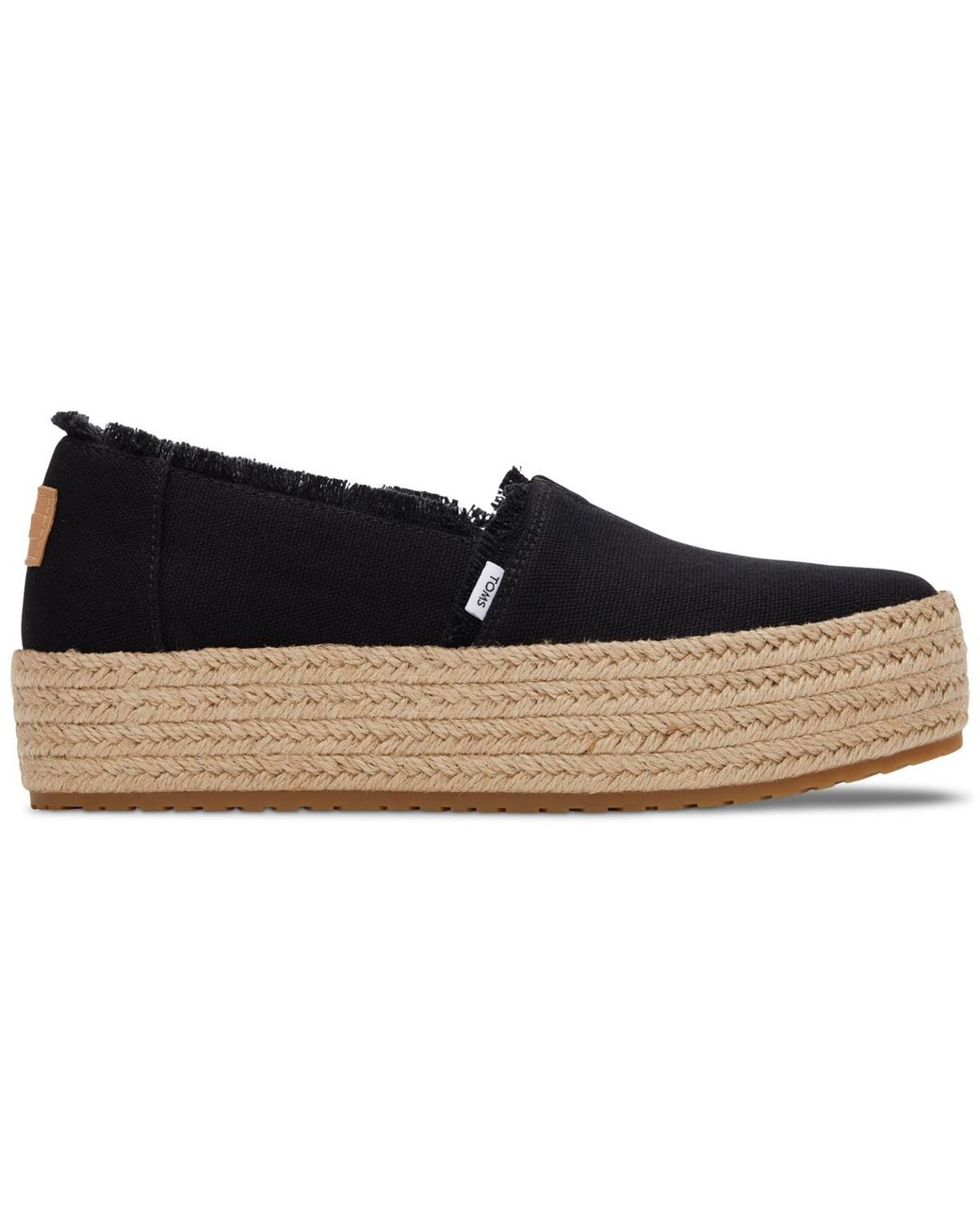 TOMS Black Valencia Canvas Platform Espadrilles