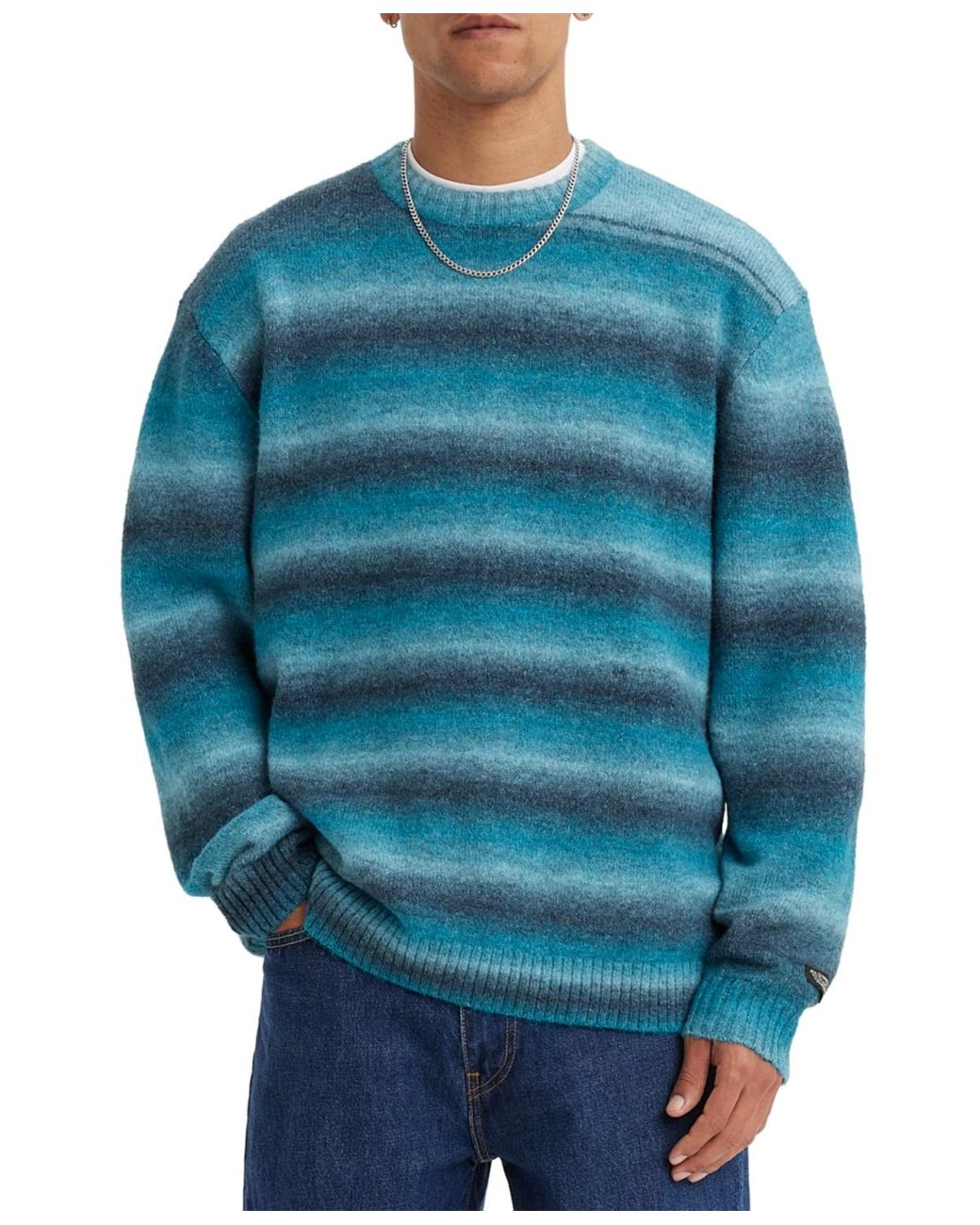 Levi's Premium Crewneck Stripe Sweater in Blue for Men | Lyst