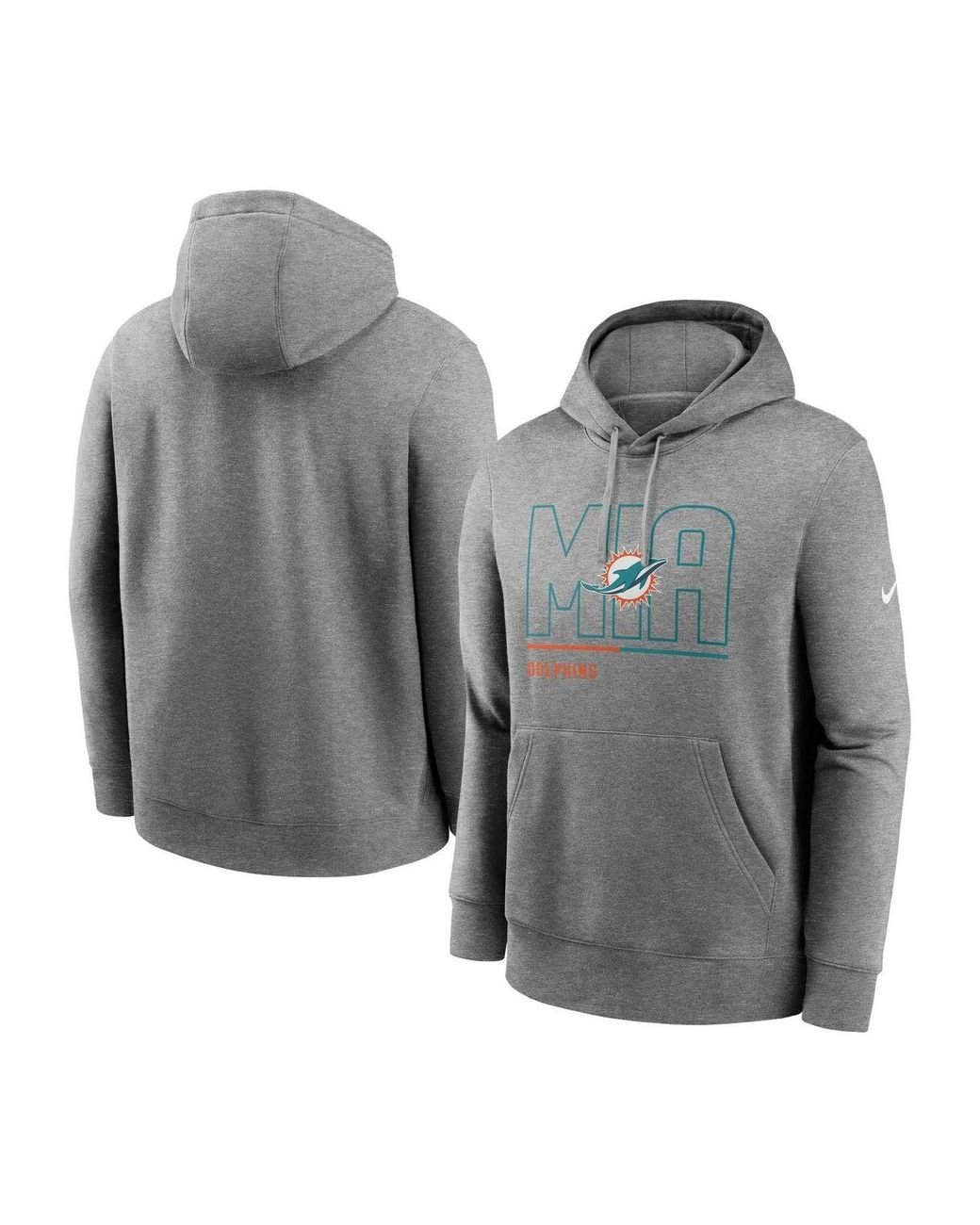 Nike Heathered Gray Miami Dolphins City Code Club Fleece Pullover Hoodie  for Men