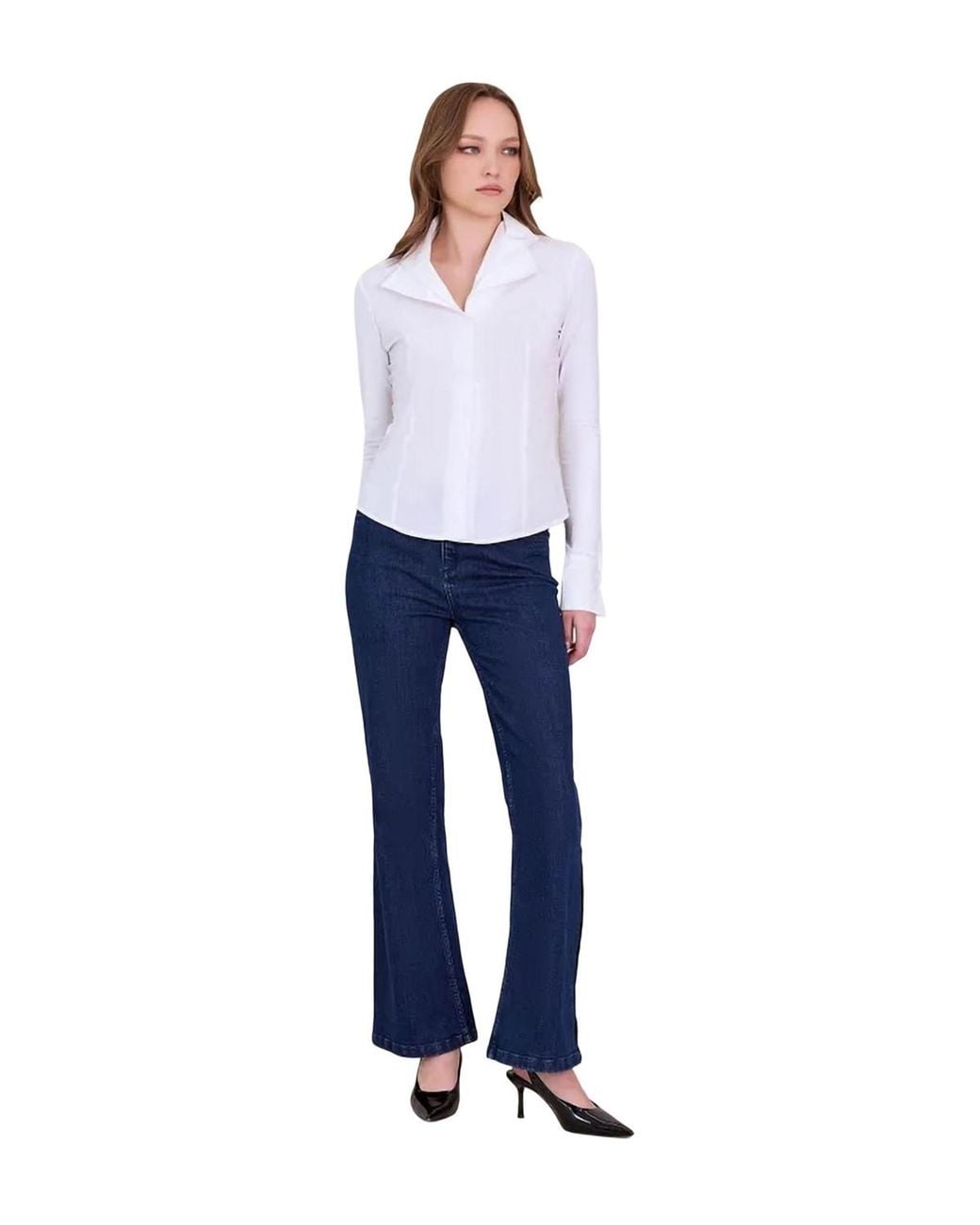 Anne Fontaine Christie Double-collar Long-sleeve Shirt in Blue | Lyst