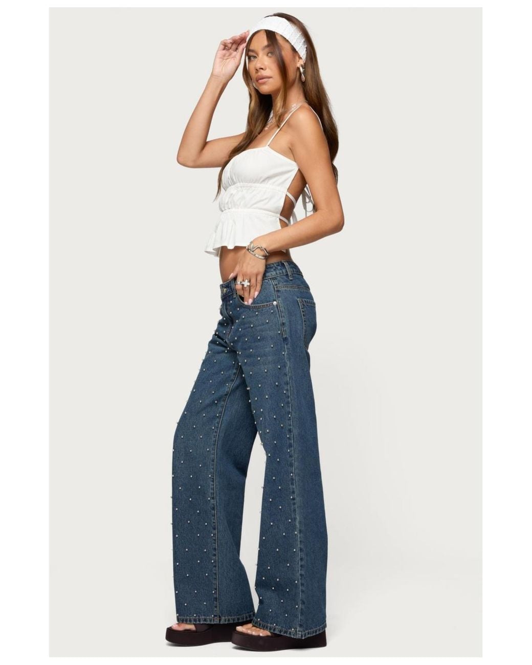 Edikted White Adler Tiered Backless Top