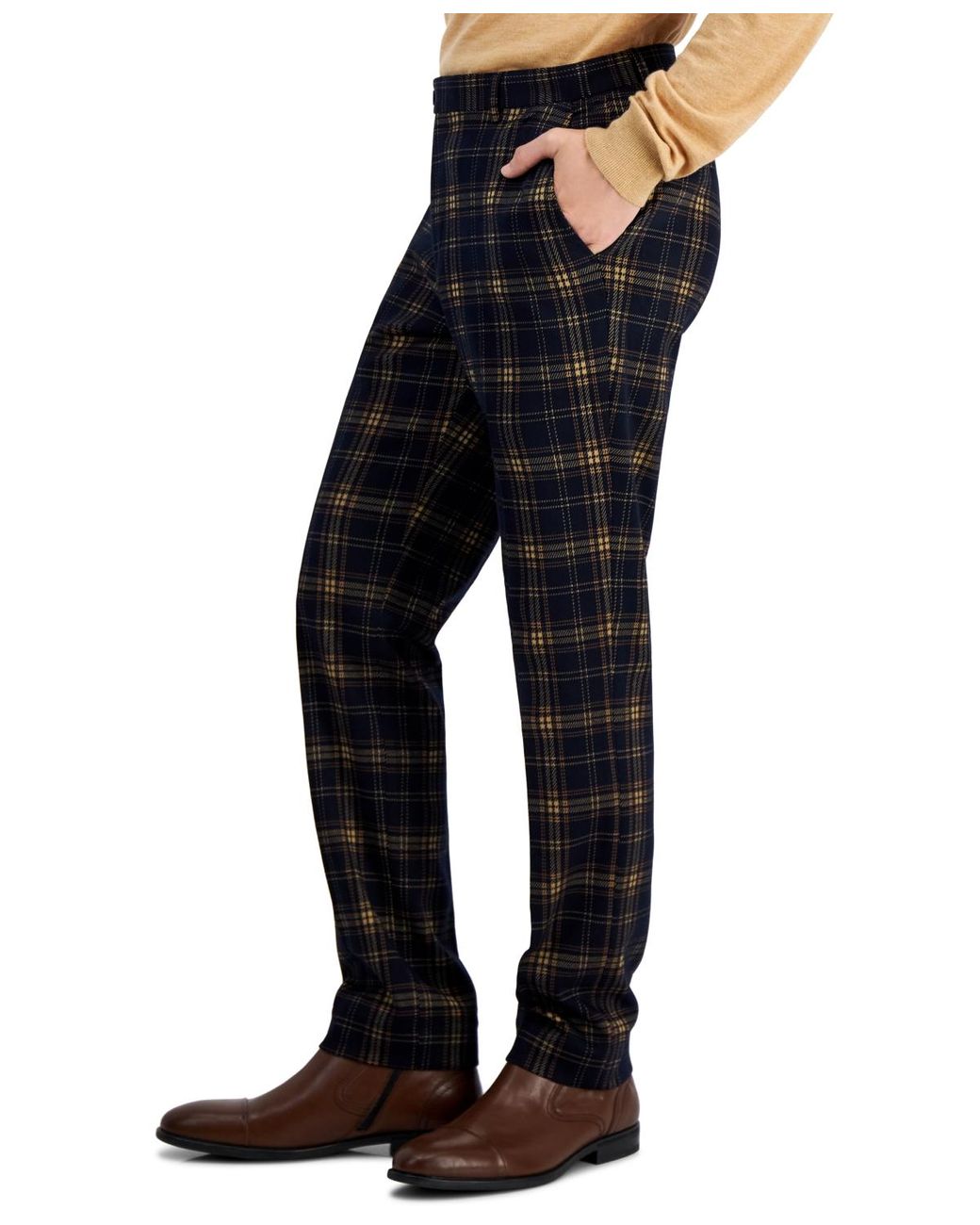 Mens designer plaid on sale pants