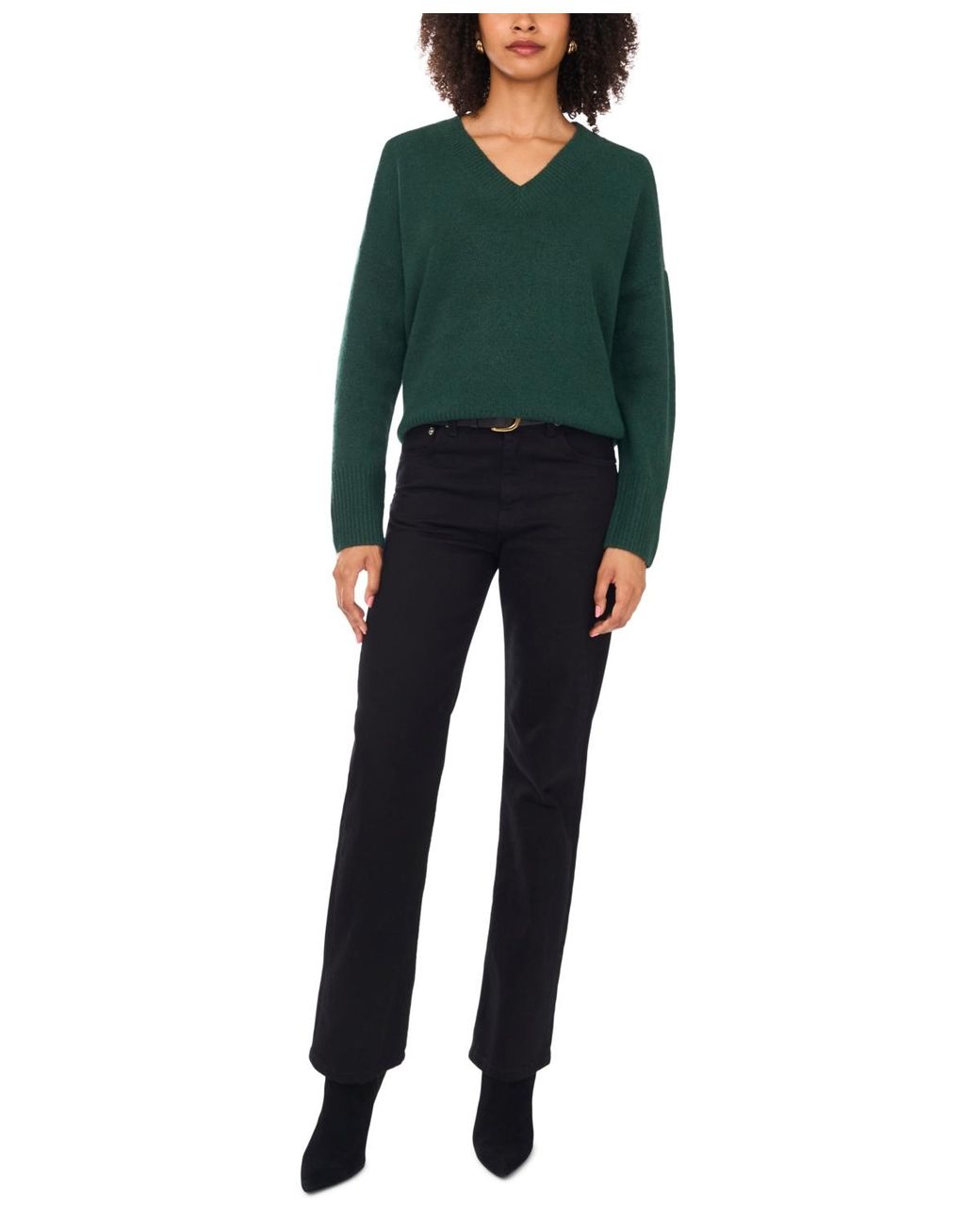 Vince Camuto Green Colorblocked Drop-shoulder Sweater