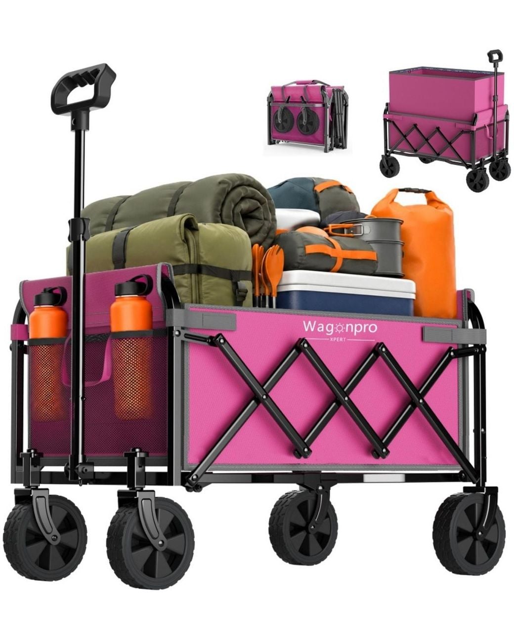 Echtpeak Pink Expandable Dual Layer Collapsible Utility Wagon
