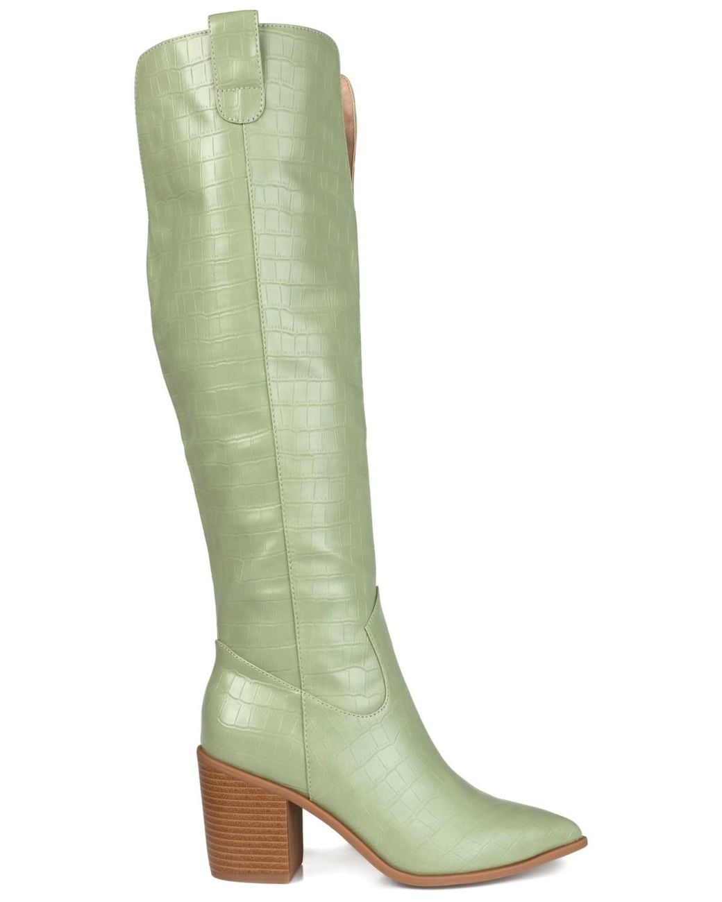 Journee Collection Green Therese Block Heel Knee High Dress Boots