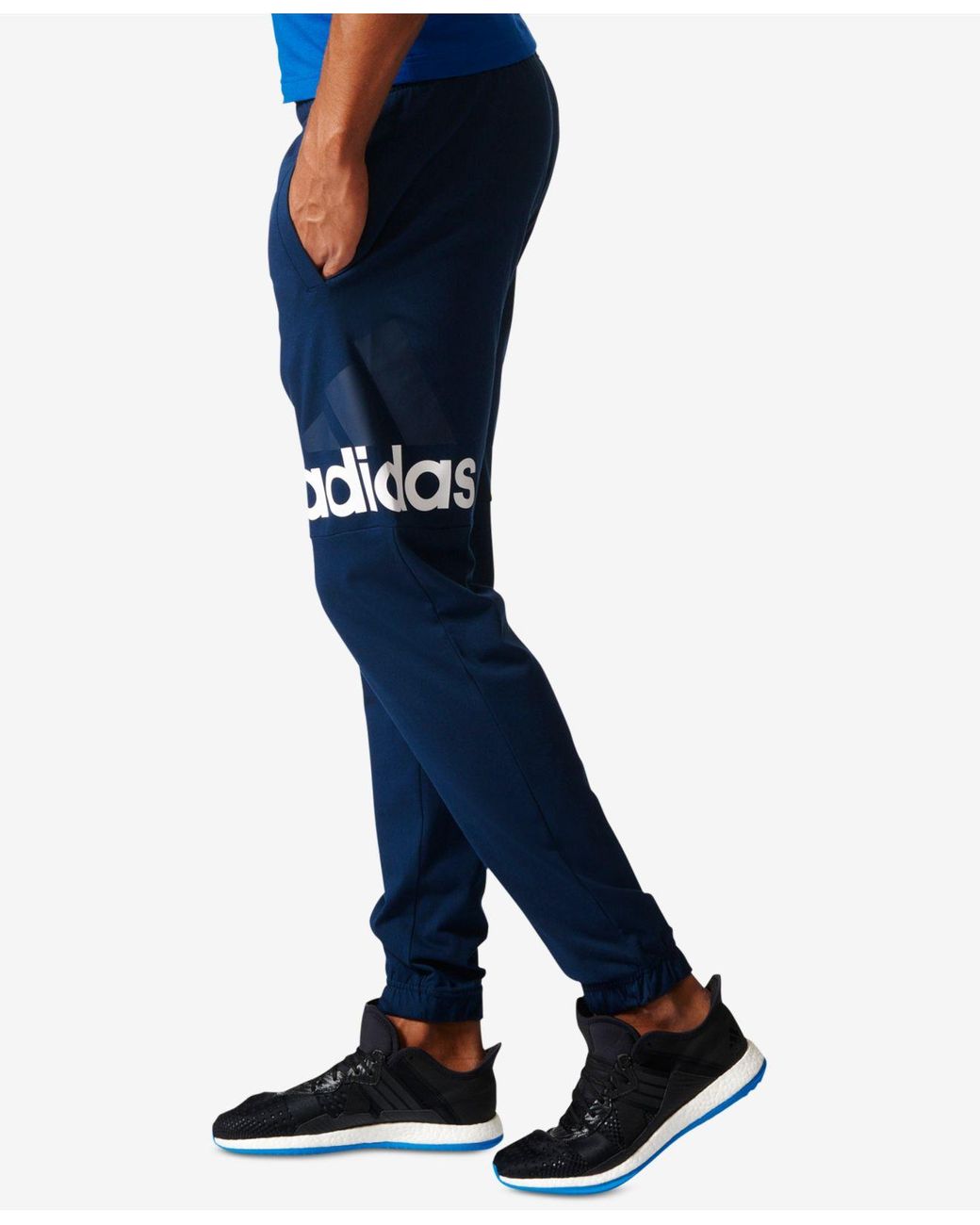adidas Cotton Essentials Climalite Logo Pants in Navy (Blue) for ... adidas Cotton Essentials Climalite Logo Pants in Navy (Blue) for ...