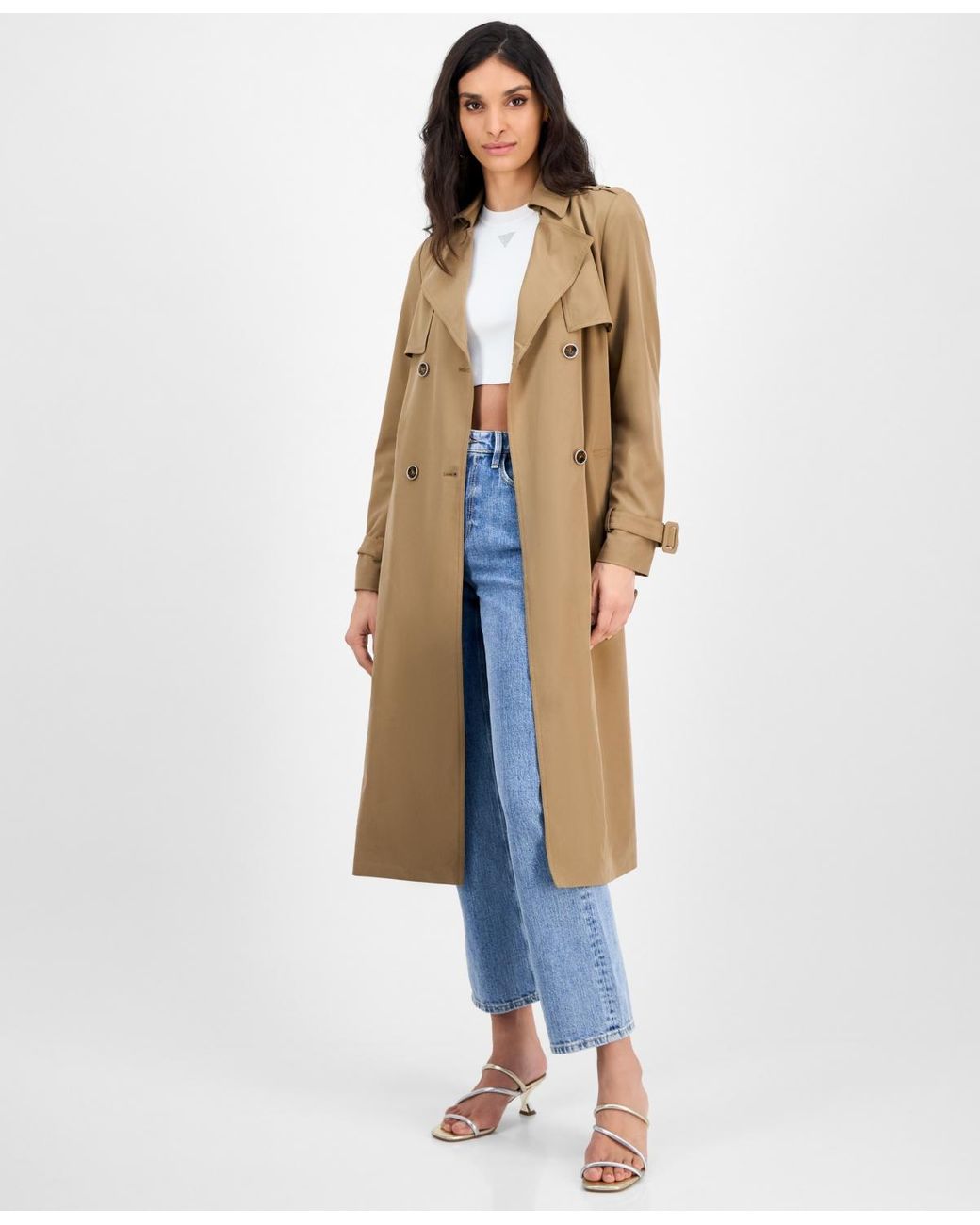 Guess Maya Unstructured Trench Coat in Blue Lyst