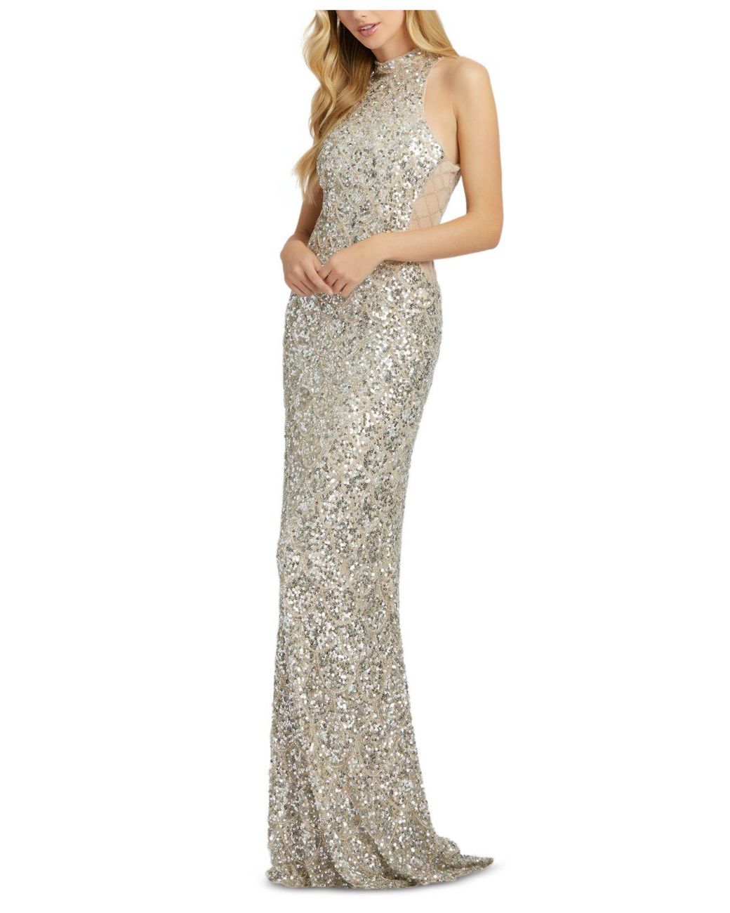Mac Duggal Synthetic Scalloped-sequinned Gown in Silver (Metallic) - Lyst