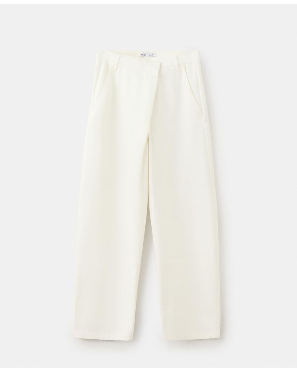 Mango White Asymmetrical Cotton Pants