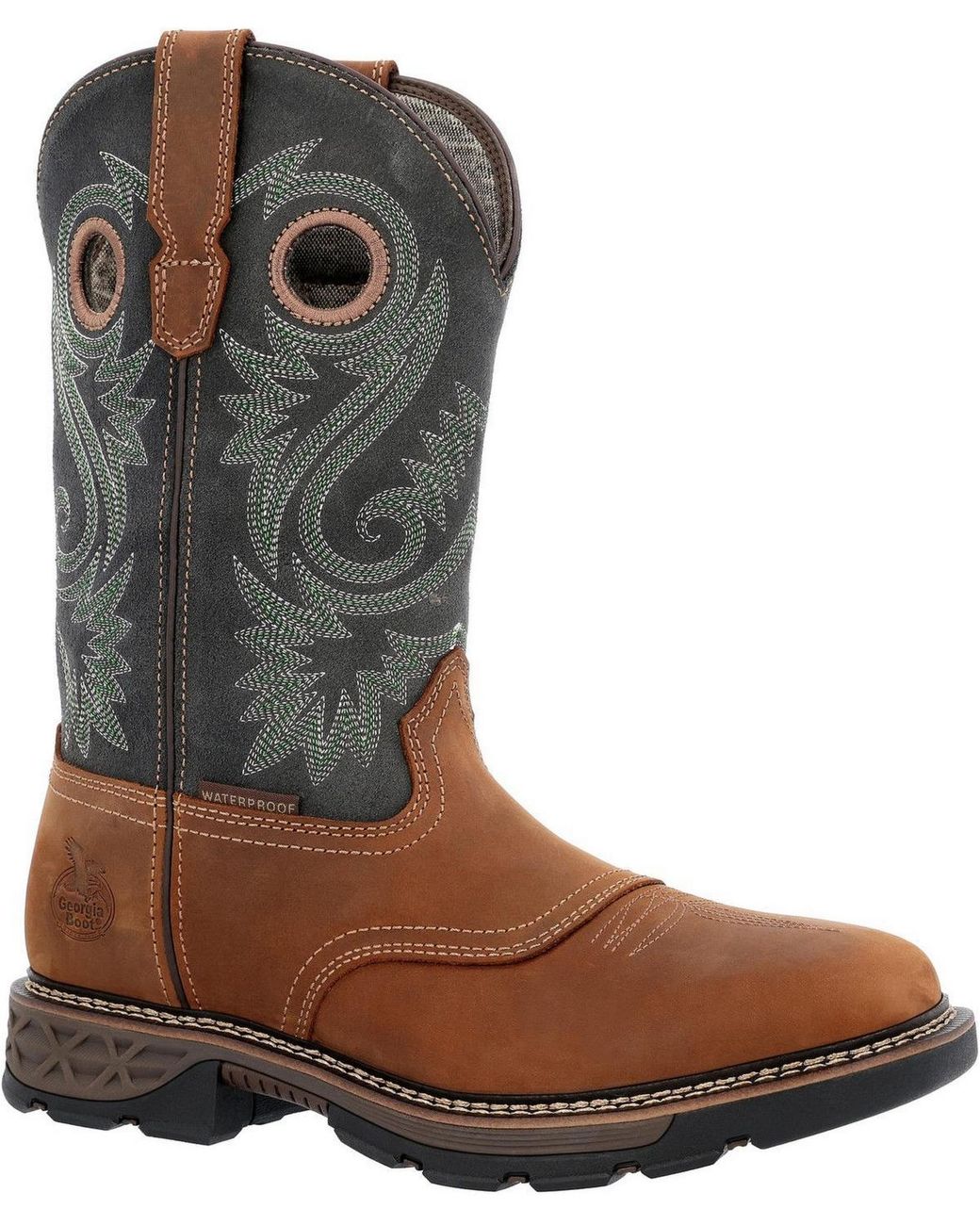 Georgia Boot Brown Carbo-tec Flx Waterproof Pull-on Work Boot for men