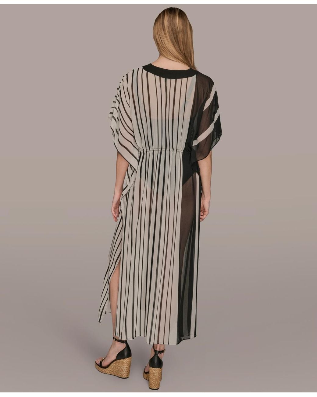 Donna Karan Brown Donna Karan Tie-front Maxi Kaftan