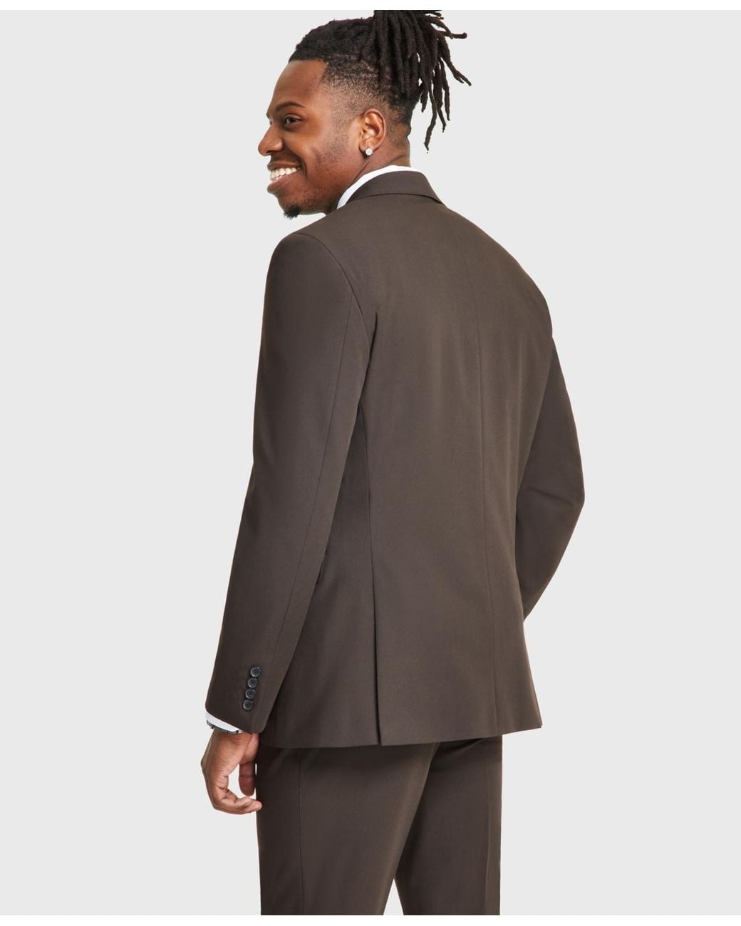 Tayion Collection Gray Classic-fit Solid Suit Separate Jacket for men