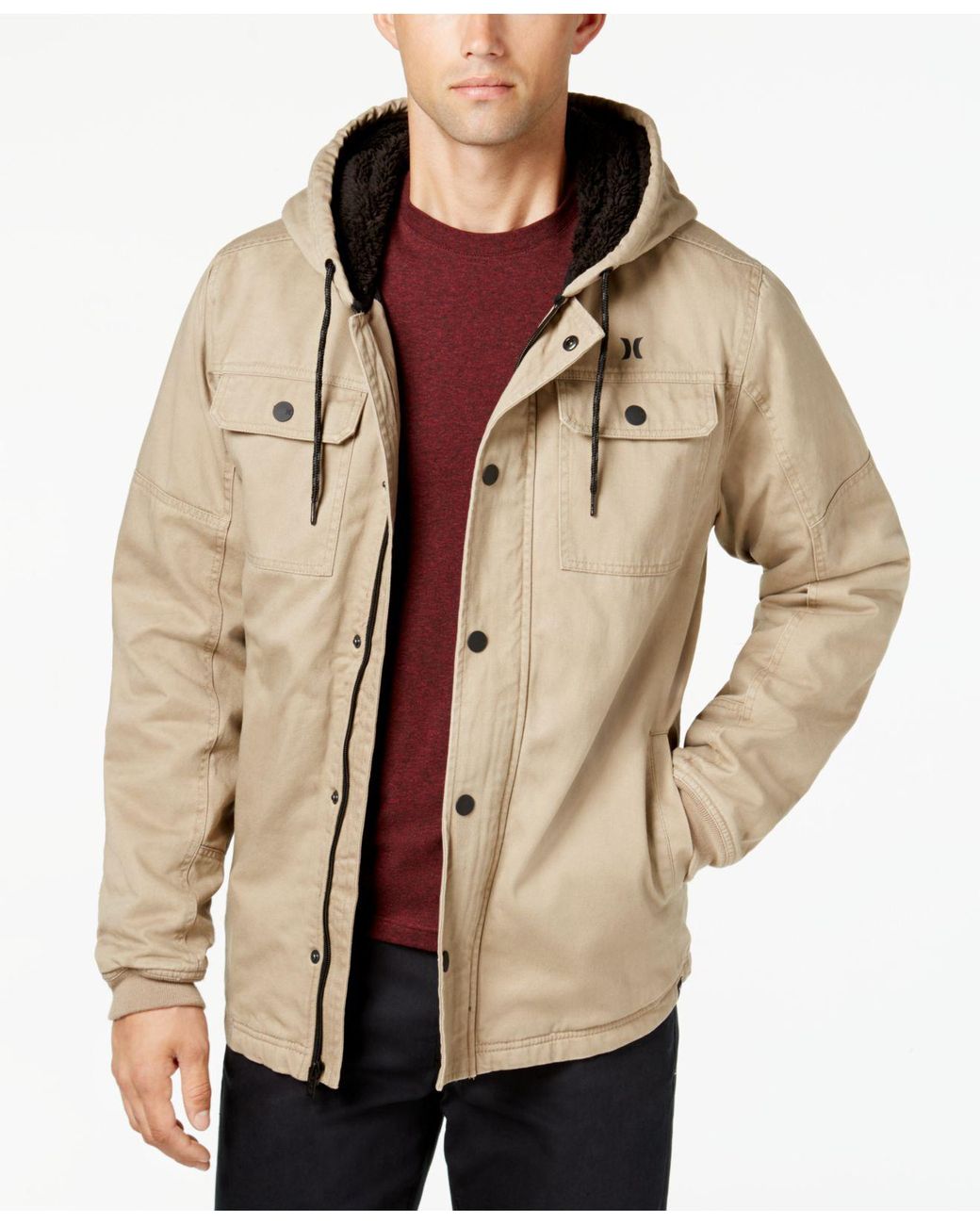 Hurley Men's Outdoor Hooded Jacket in Natural for Men | Lyst