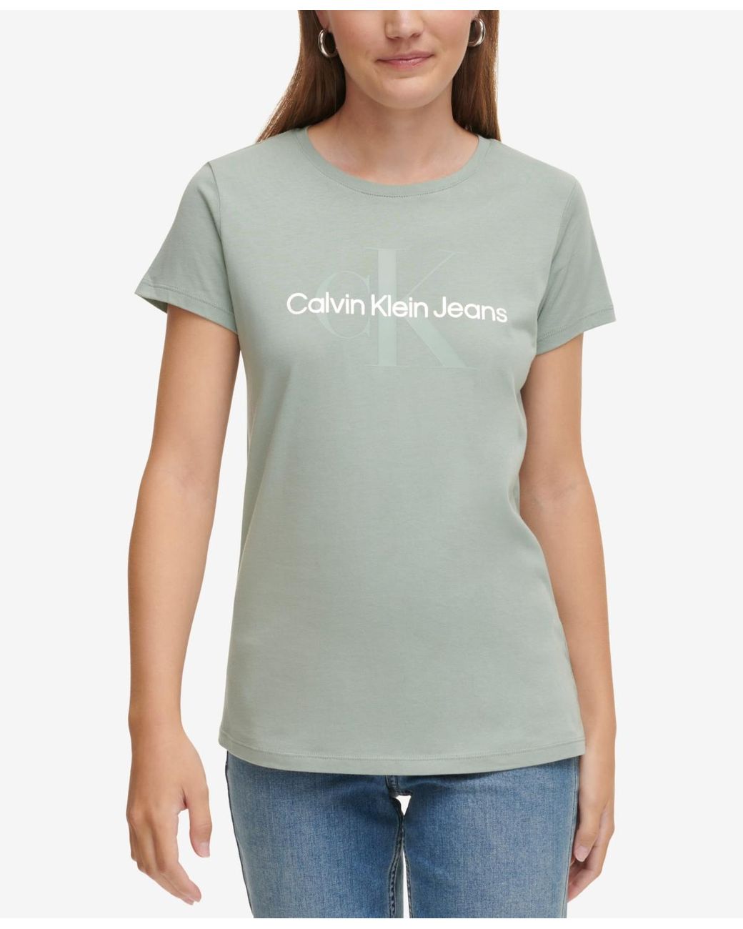 Calvin Klein Monogram Logo Short-sleeve Iconic T-shirt in Green