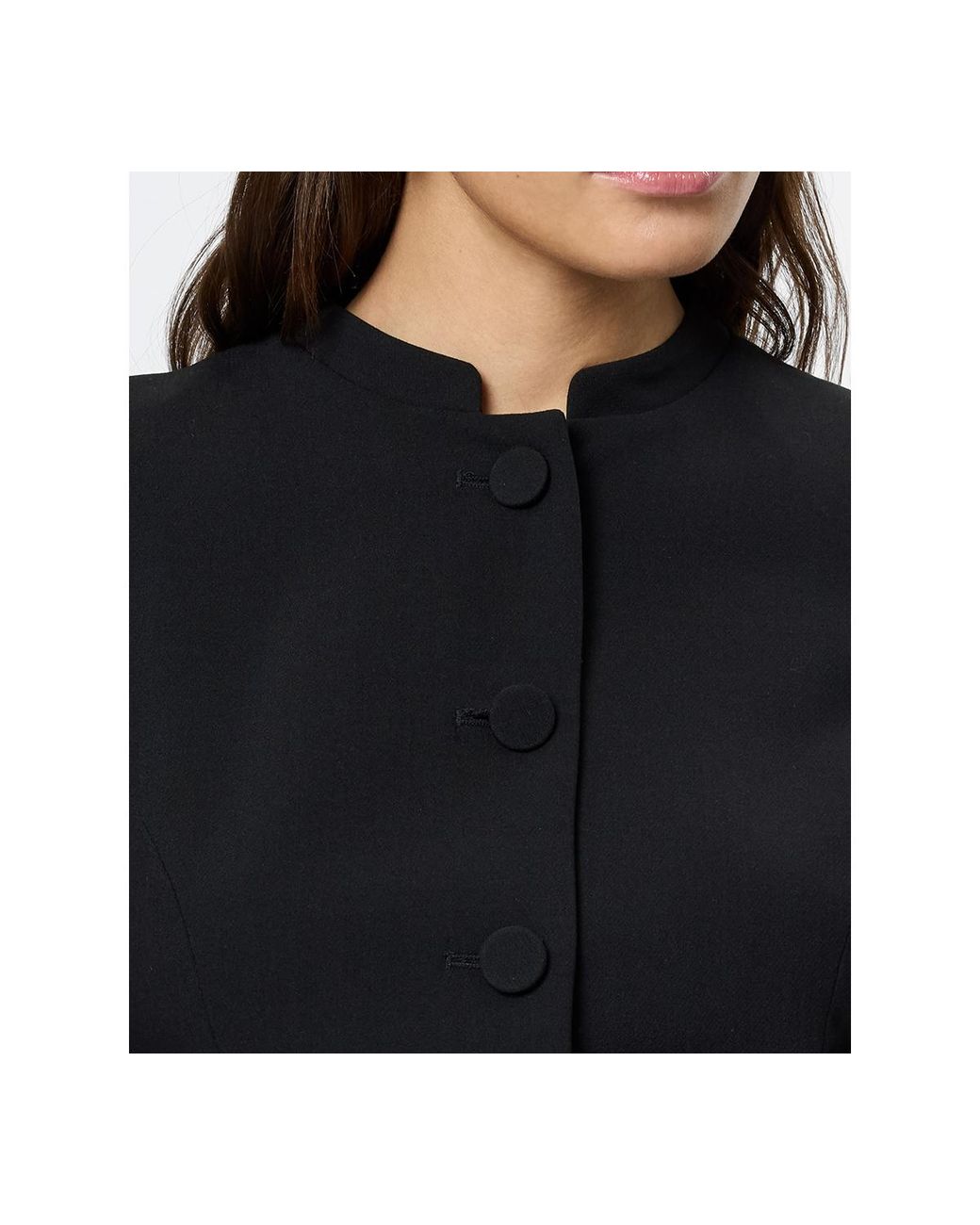 French Connection Blue Round Neck Button Down Jacket