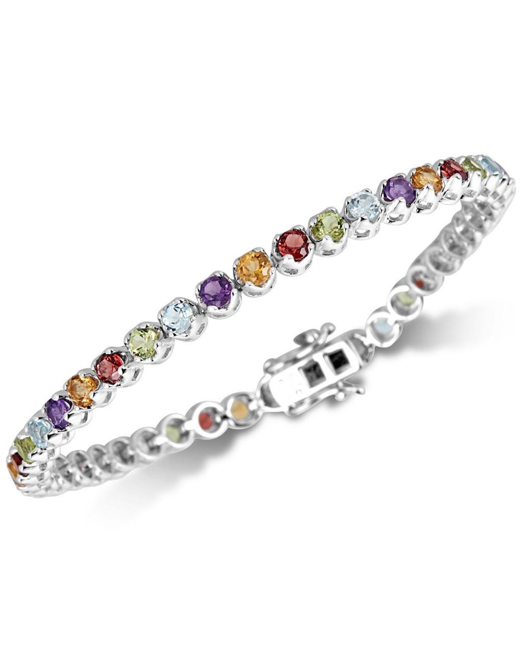 Macy's Multigemstone Tennis Bracelet (5 Ct. T.w.) In Sterling Silver