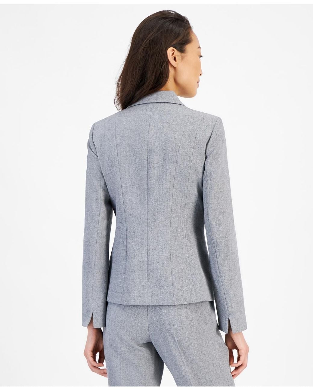 Kasper Gray Collared One-button Blazer