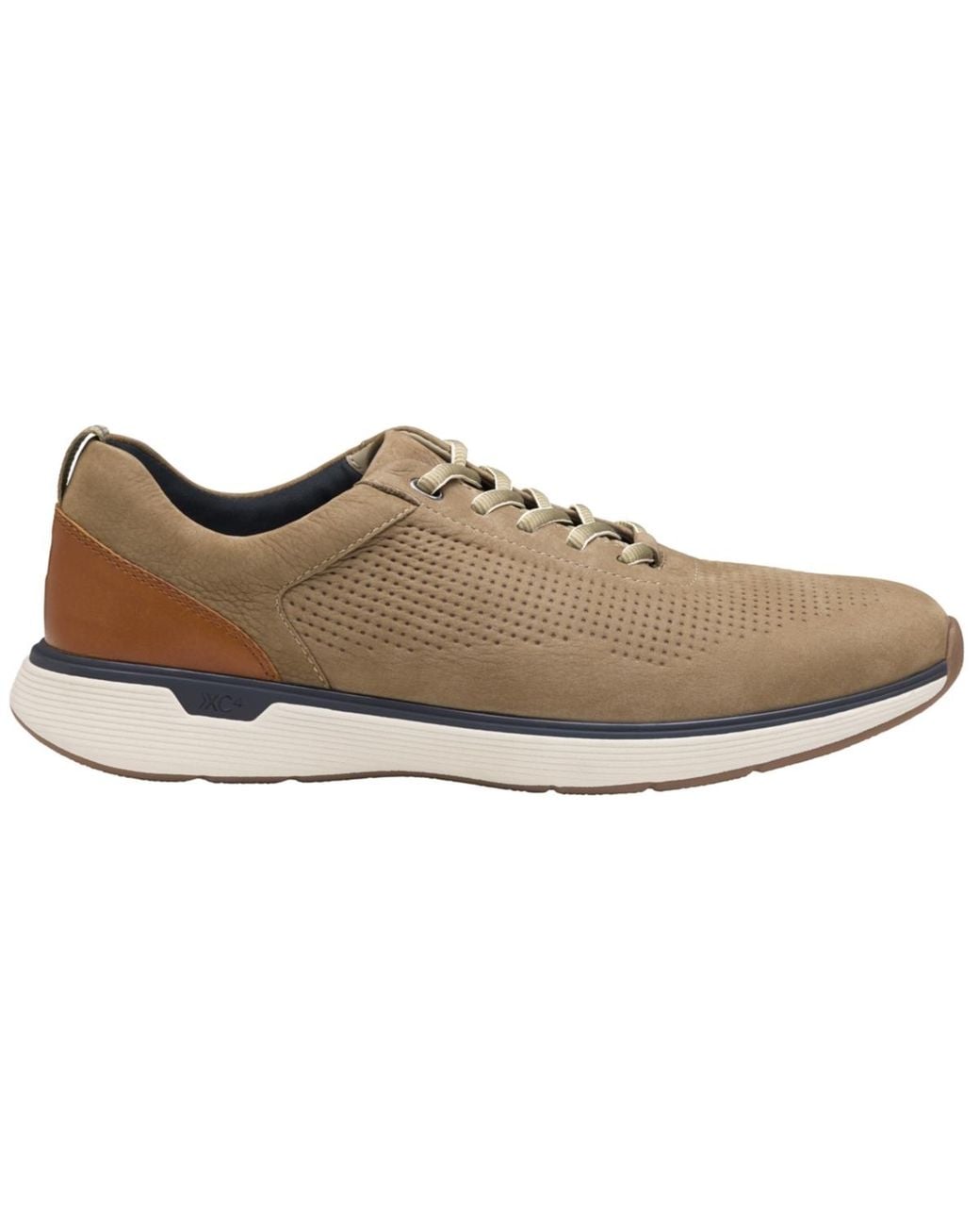 Johnston & Murphy White Round Toe Nubuck Sneakers for men