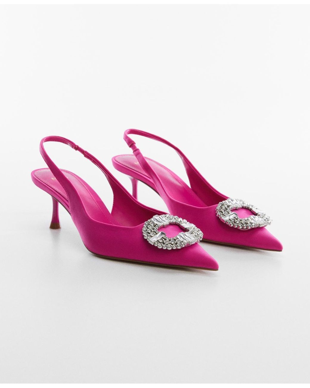 Mango Strass Detail Pointed Shoes in Pink | Lyst