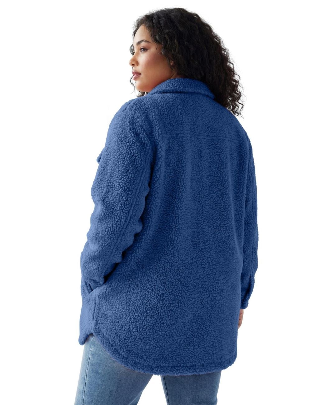 Woman Within Blue Within Berber Button-front Jacket