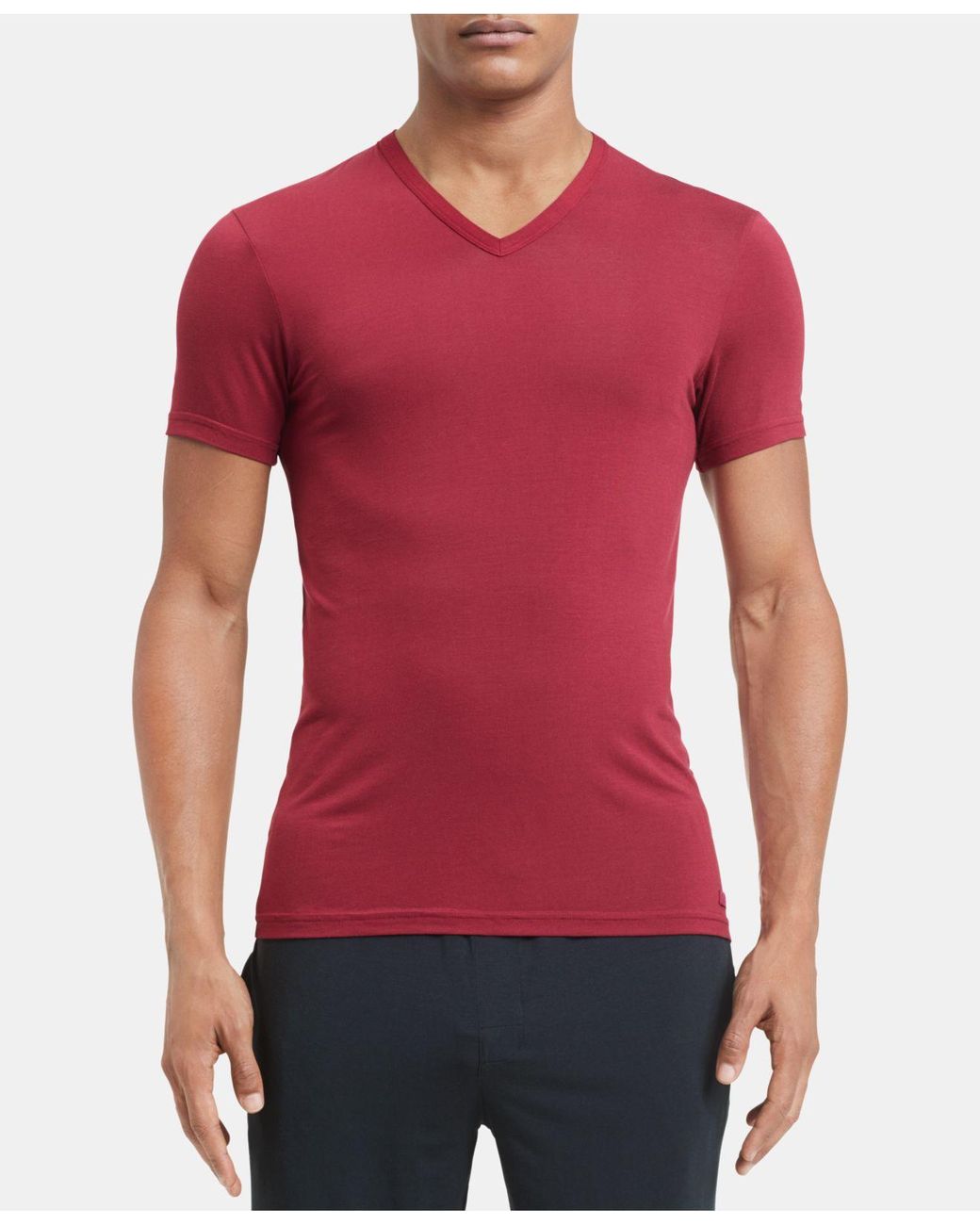 Calvin Klein Men's Ultra-soft Modal V-neck T-shirt in Red for Men | Lyst