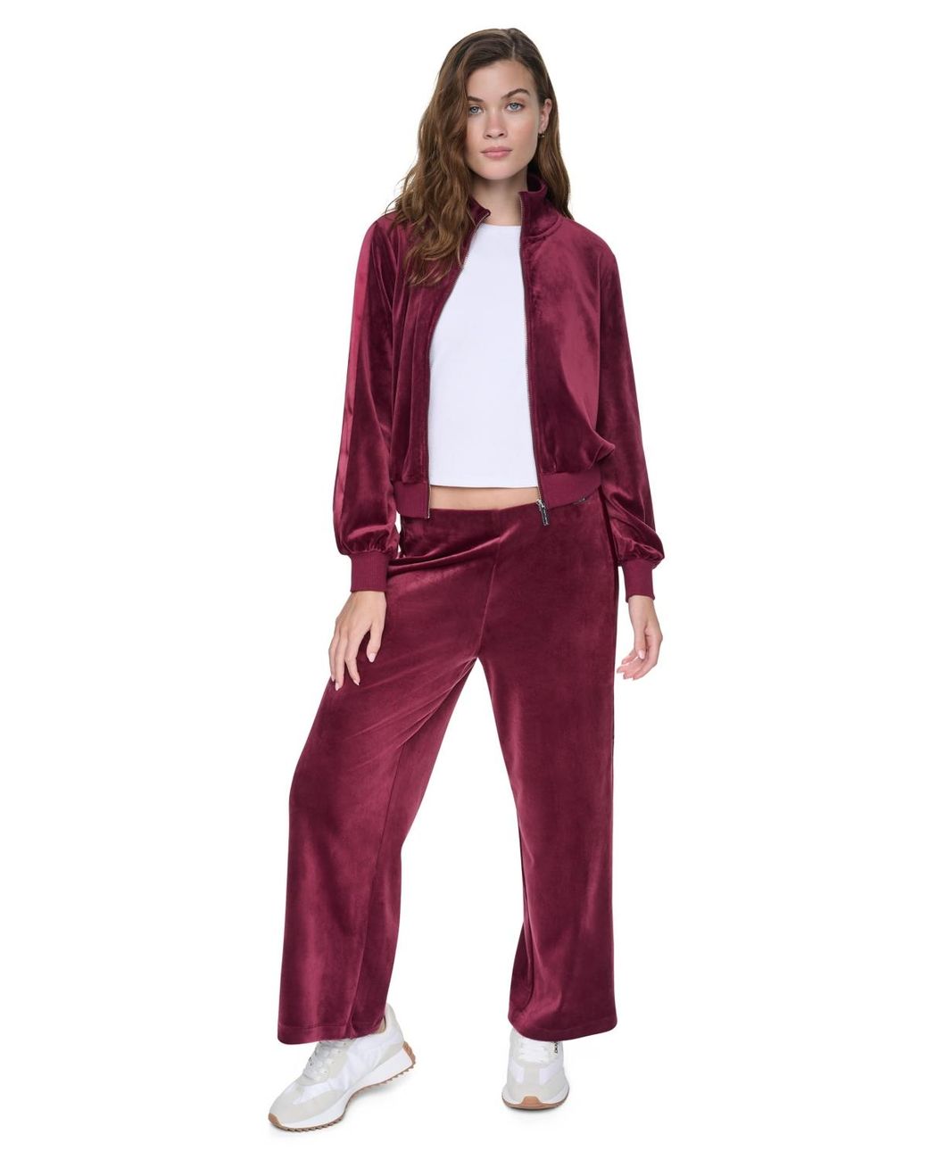 DKNY Red Petite Mock-neck Zip-front Jacket