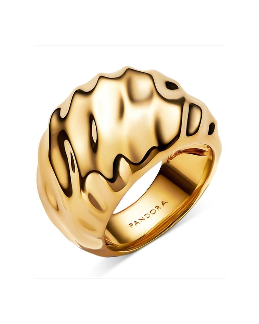 Pandora Metallic Rippled 14k Plated Statement Ring