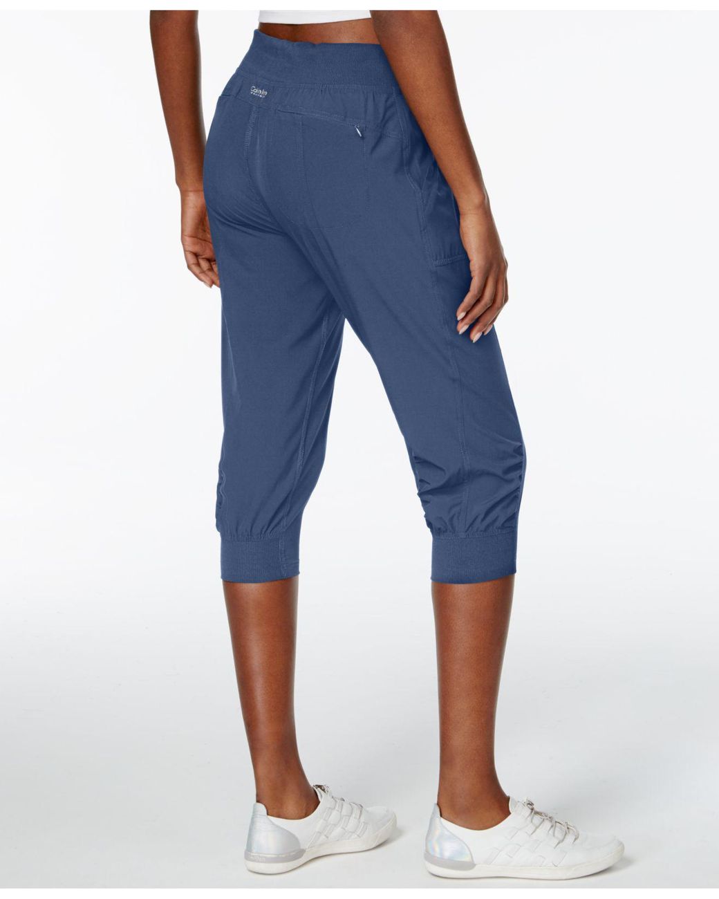 Calvin Klein Cuffed Drawstring Capri Pants in Blue | Lyst