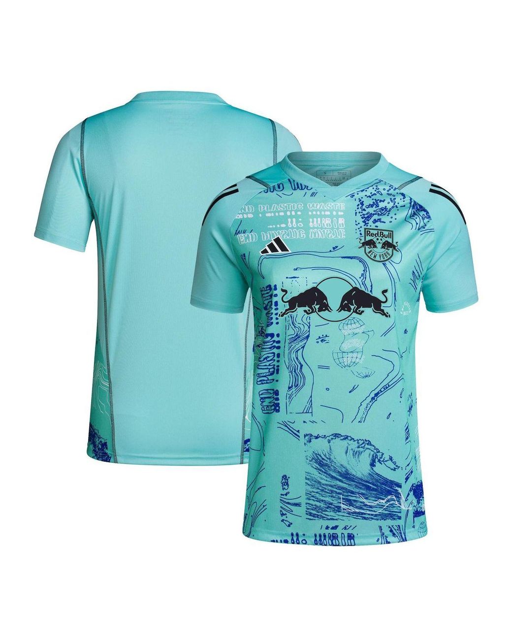 adidas Green New York Red Bulls 2023 One Replica Jersey in Blue