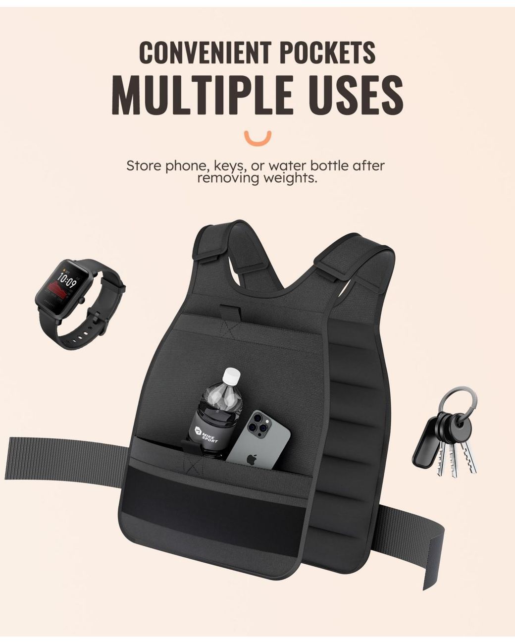 SUGIFT Black 22lb Adjustable Weighted Vest