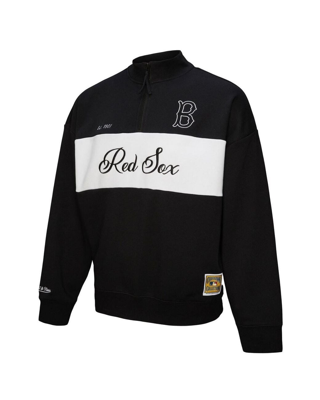 Mitchell & Ness Black Boston Red Sox Quarter-zip Pullover Top