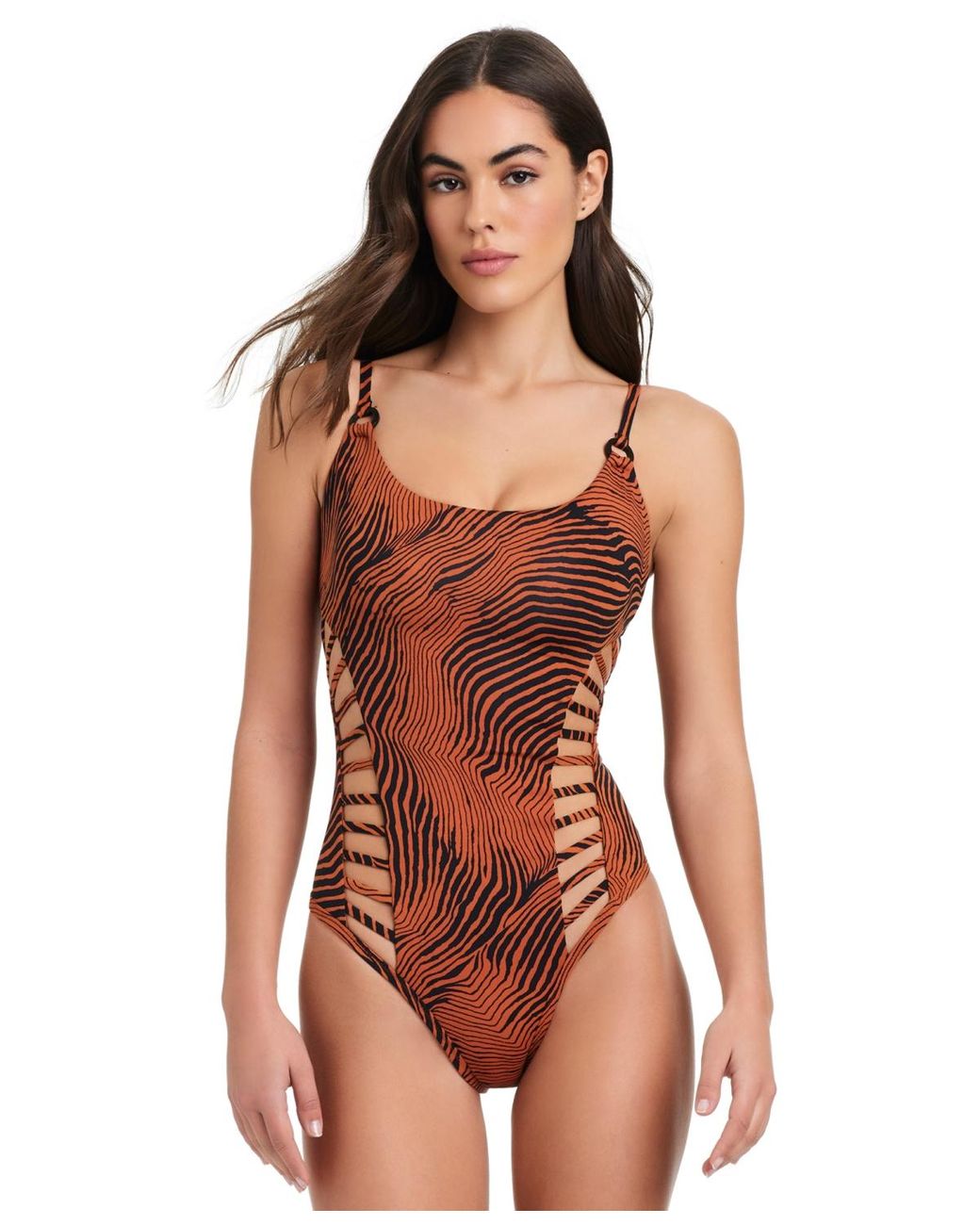 Red Carter Printed Side Cut Out One-piece Swimsuit in Red Lyst