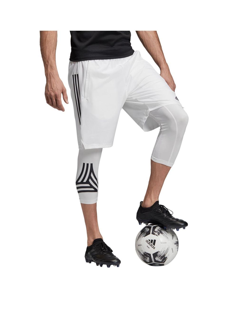 adidas Soccer Shorts With Built In Running Tights in White for Men Lyst