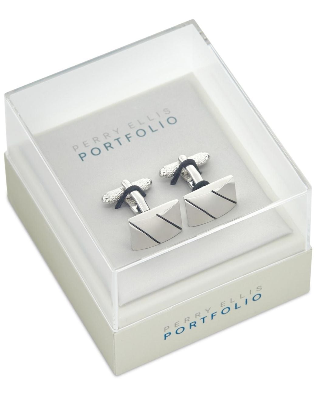 Perry Ellis Metallic Diagonal Line Cufflinks for men