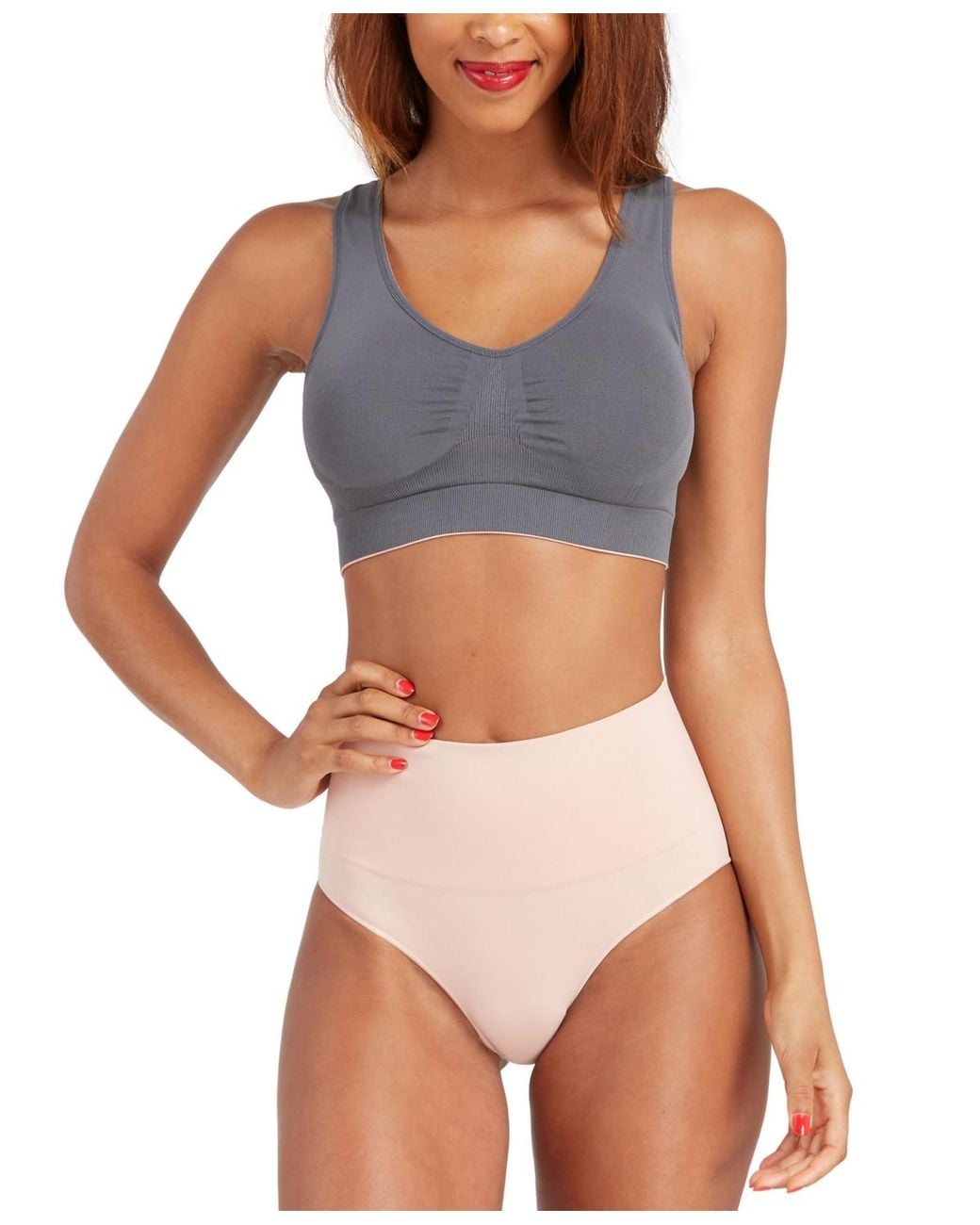 Spanx Brown Stretchable Ribbed Bra