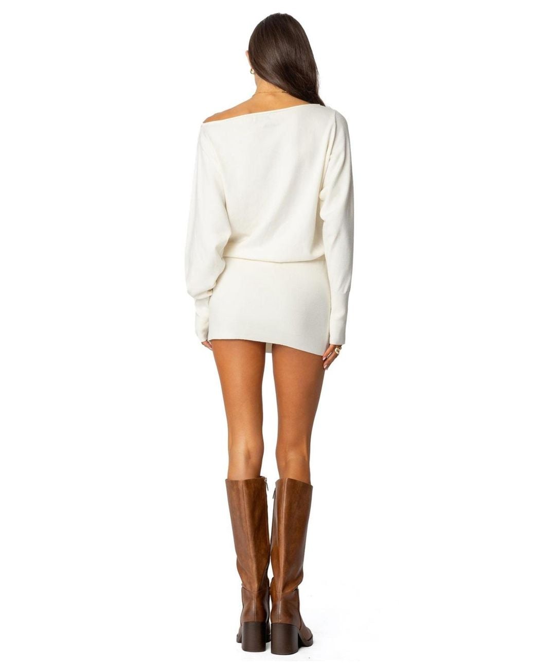 edikted ivory oversized mini dress Babydoll Linen Look Mini Dress White / L