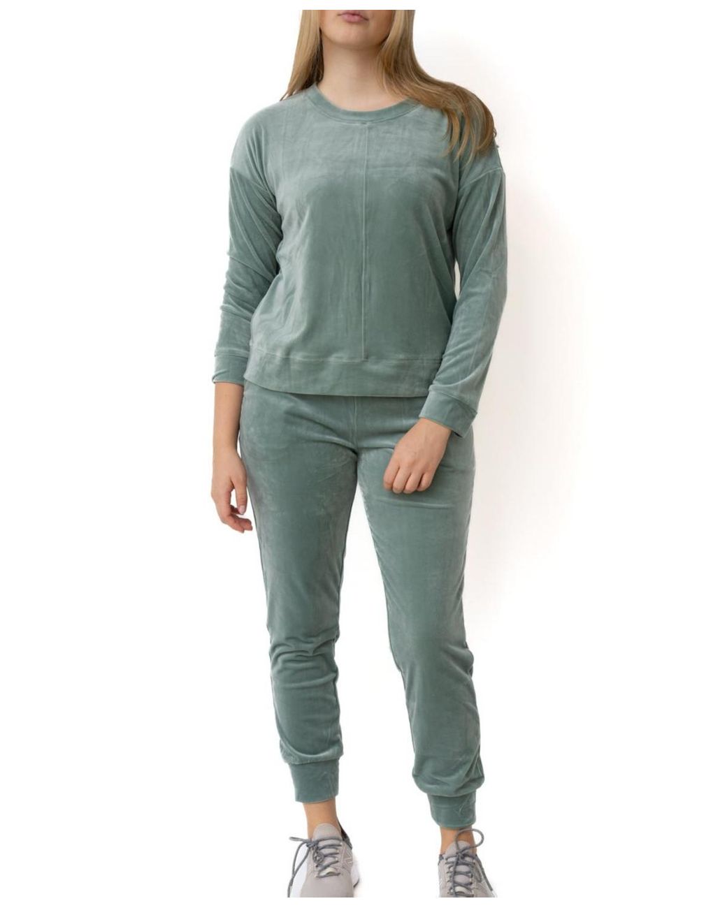 Cable & Gauge Velour Pullover And jogger Matching Set in Green Lyst