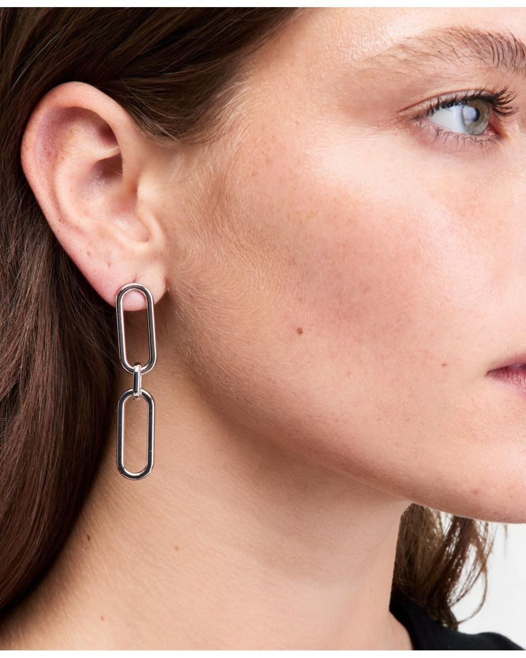 On 34th White Link Linear Drop Earrings