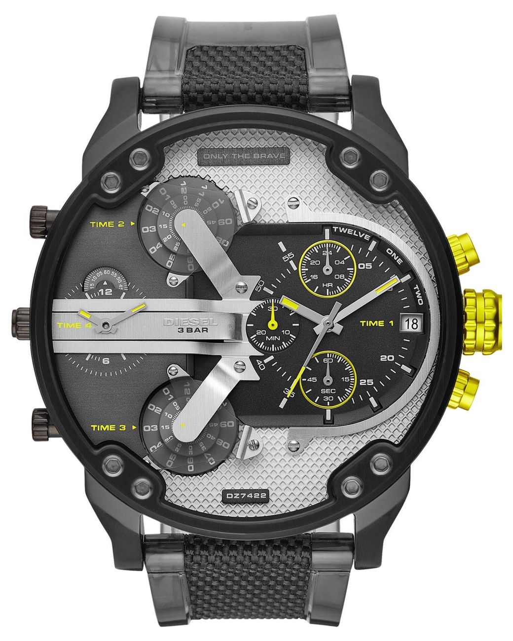DIESEL Synthetic Chronograph Mr. Daddy 2.0 Black & Gray Nylon Strap