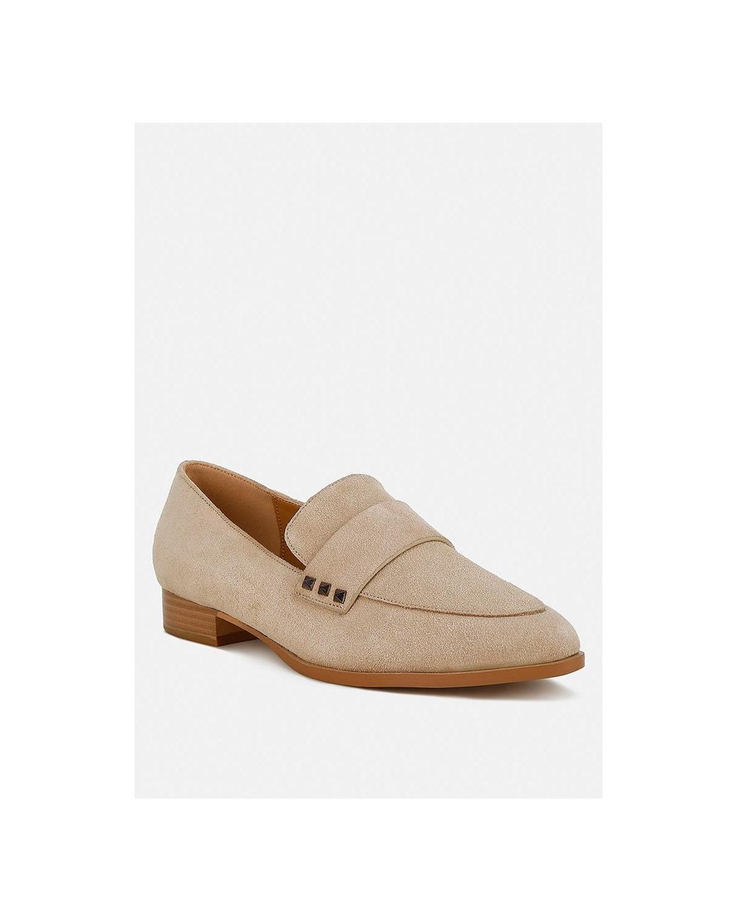 Rag & Co White Studded Suede Loafers
