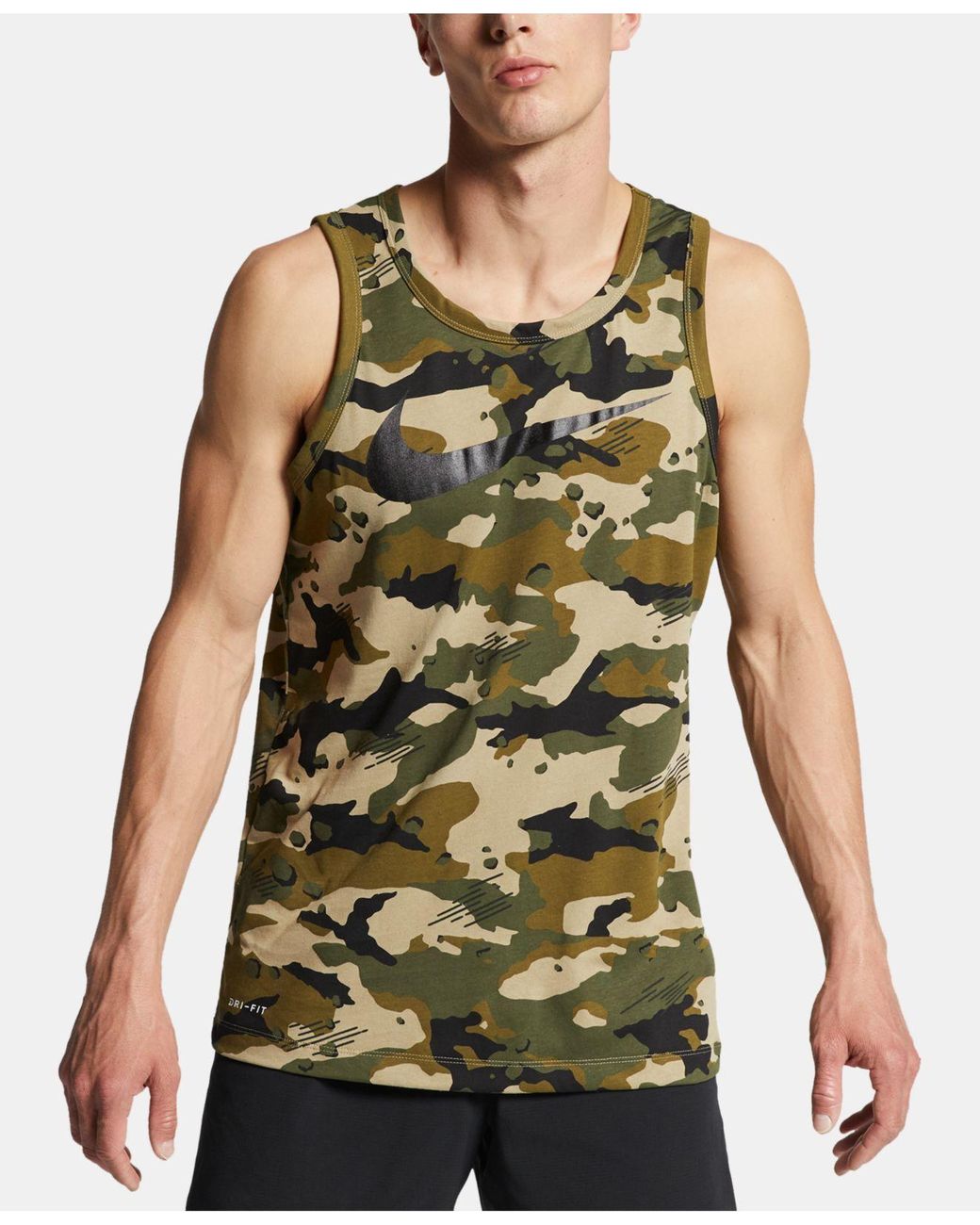 Nike Dri-fit Camo Training Tank Top in Olive (Green) for Men | Lyst