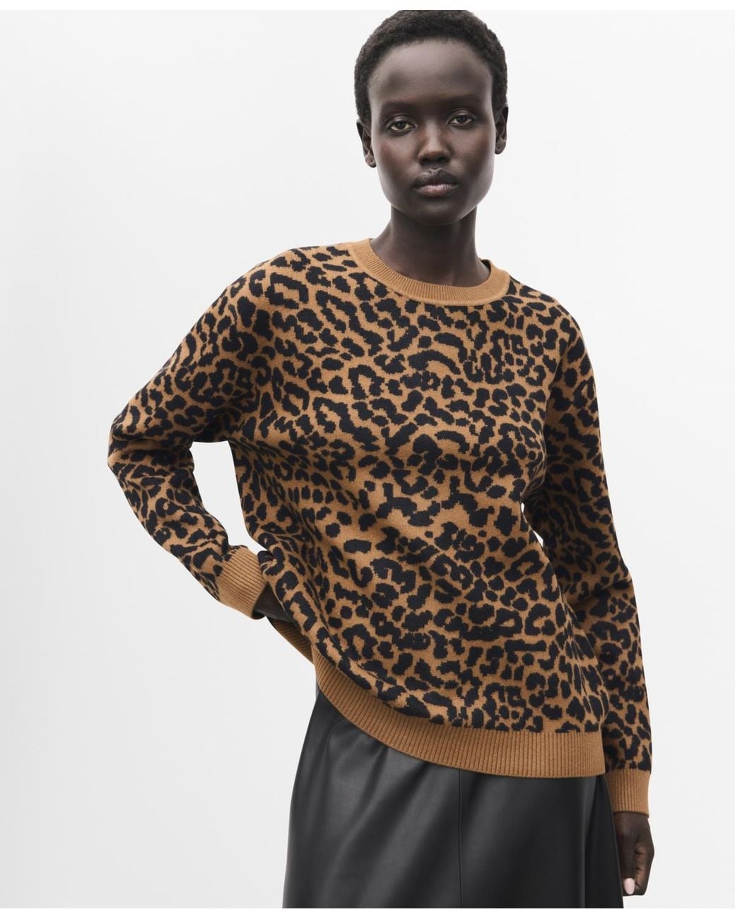 Mango Multicolor Leopard-print Knitted Sweater
