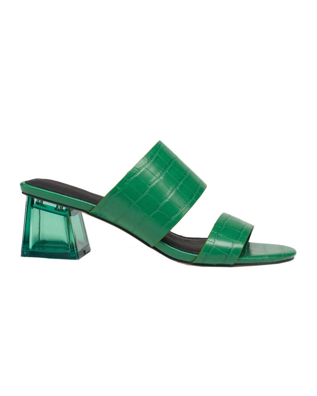 French Connection 134 Double Band Lucite Heel Dress Sandals in Green | Lyst