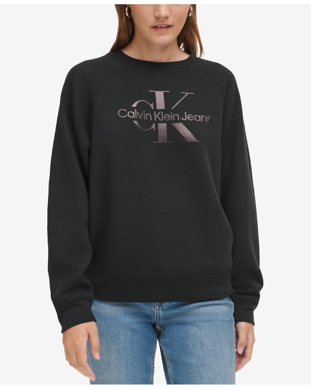 Calvin Klein Monogram Lyst | Foil-sliced Sweatshirt in Black Logo