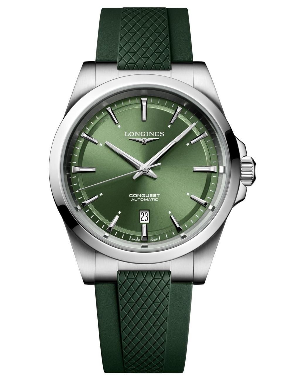 Longines Conquest Automatic Green Rubber Watch 41mm for men